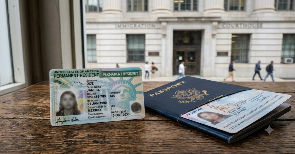 Green card holder detained ICE immigration documents courthouse