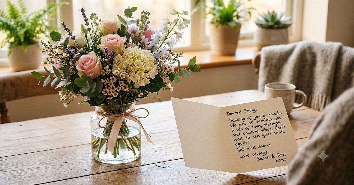 Get well flowers representing Princess Kate's cancer recovery journey