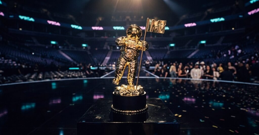 Golden Moon Person VMA trophy on stage