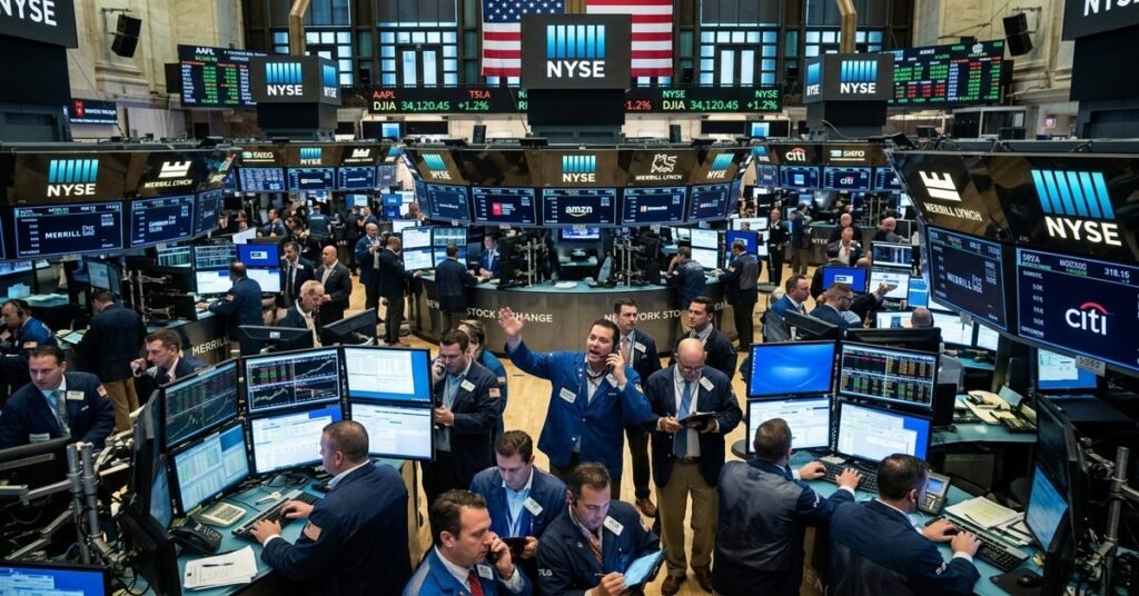 Traders on New York Stock Exchange floor reacting to August 2026 jobs report