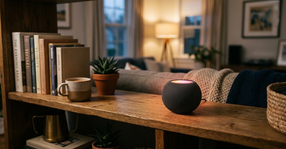 HomePod mini 2 smart speaker glowing with Sound Glow light effect